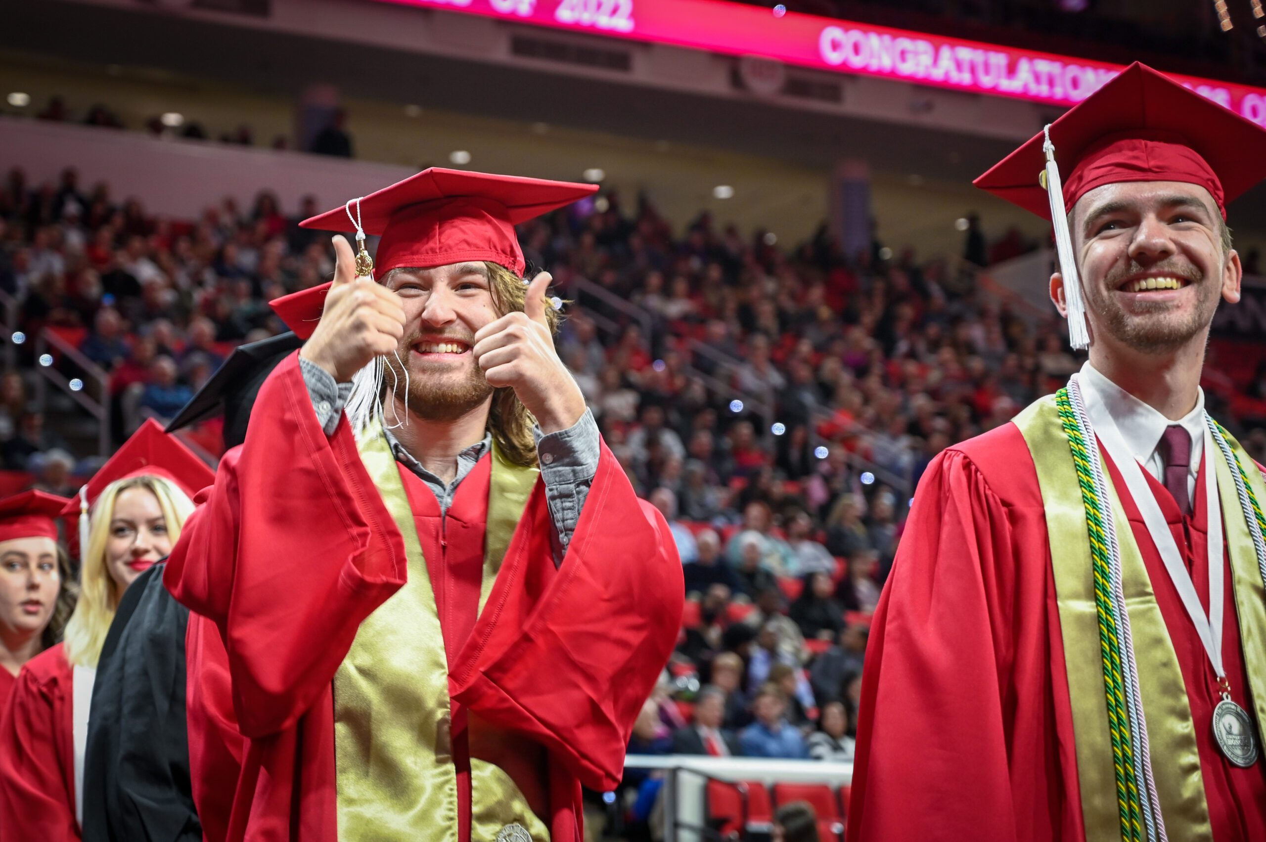 Student enter PNC Arena at Fall 2022 Commencement.